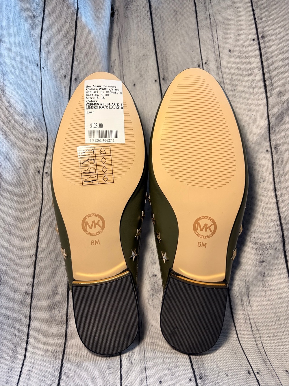 Michael Kors Olive Leather Star Stud Slide Mules - Picture 8 of 8